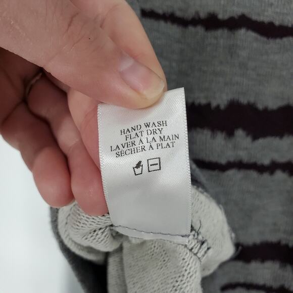 A.L.C. Grey Burgandy Jagged Stripe Cotton Crewneck Sweater S - Picture 8 of 8